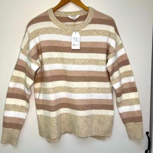 Time & Tru Women's Super Soft and Cozy Striped Sweater, Size S (4-6)